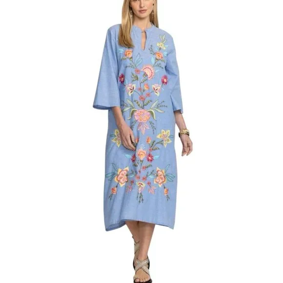 Johnny Was Camellia Embroidered Cotton Dress Size Small New With Tags - Picture 10 of 16